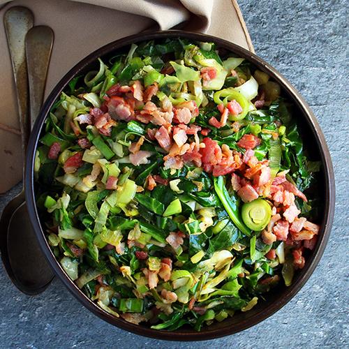 Stir-fried Greens with Bacon Keto