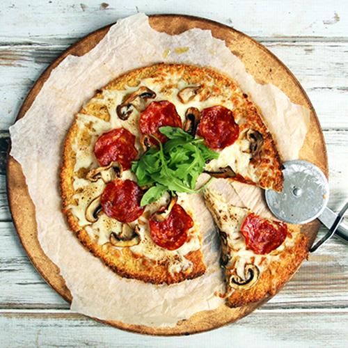 Cauliflower-crust Pizza with Pepperoni Keto