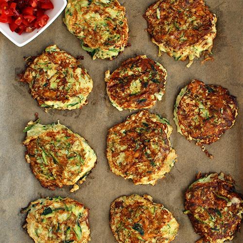 Keto Courgette Cheese Fritters with Spicy Tomato Relish