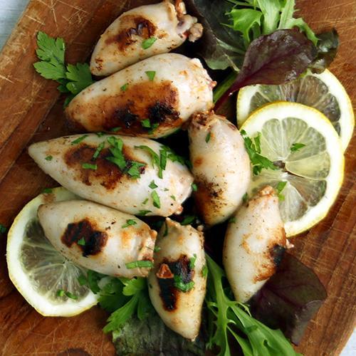 Pesto stuffed squid tubes Keto