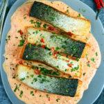 Salmon with Roasted Red Pepper Yogurt Sauce Keto