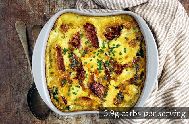 Sausage and Creamy Turmeric Spinach Bake Keto