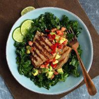 Tuna Steaks with Kale and Avocado Tomato Relish Keto