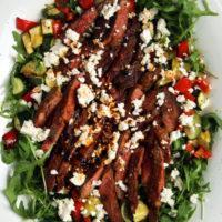 Paprika Steak Salad with Veg and Feta Keto