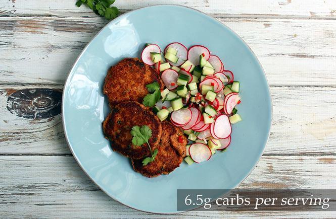 Thai Crab Cakes with Cucumber Radish Salad Keto