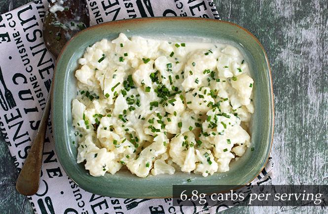 Smashed Cauliflower with Sour Cream and Chives Keto