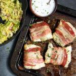 Bacon wrapped Cod with Bacon Buttered Greens Keto