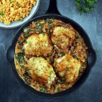 Creamy Spicy Chicken with Seasoned Cauliflower Rice Keto