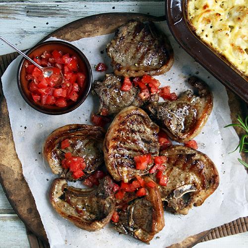 Lamb with Tomato Salsa and Rosemary Cauliflower Bake Keto