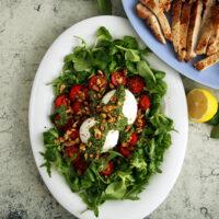 Burrata Pesto Salad with Pork Keto
