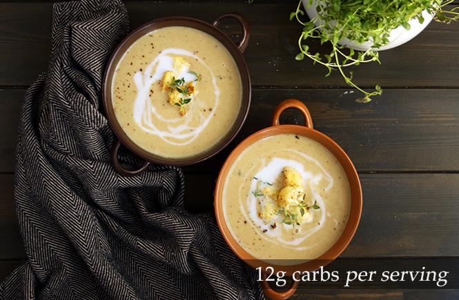 Roasted Curry Cauliflower and Coconut Soup Keto Vegan