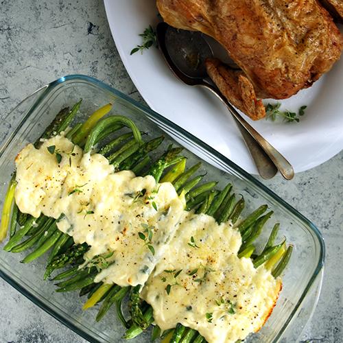 Roast Chicken with Cheesy Garlic Greens Keto