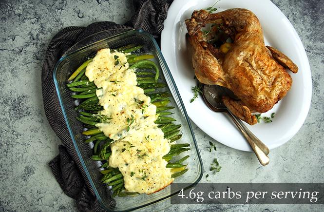 Roast Chicken with Cheesy Garlic Greens Keto