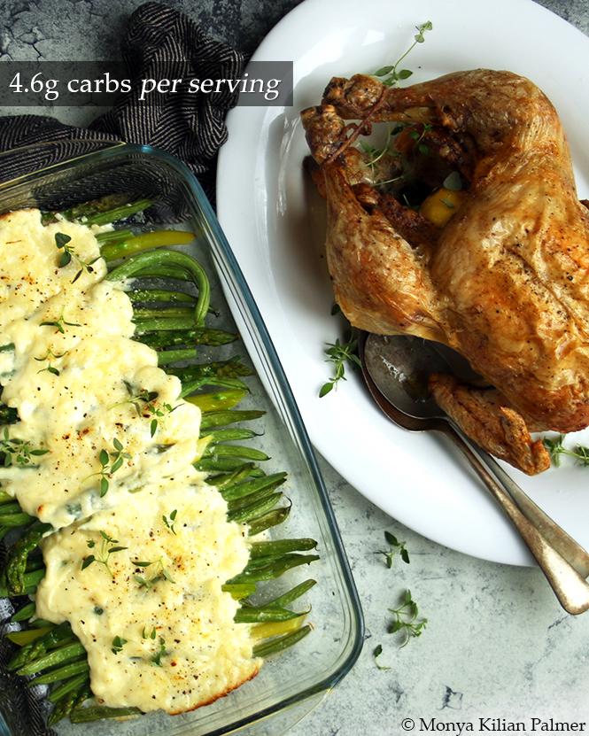 Roast Chicken with Cheesy Garlic Greens Keto