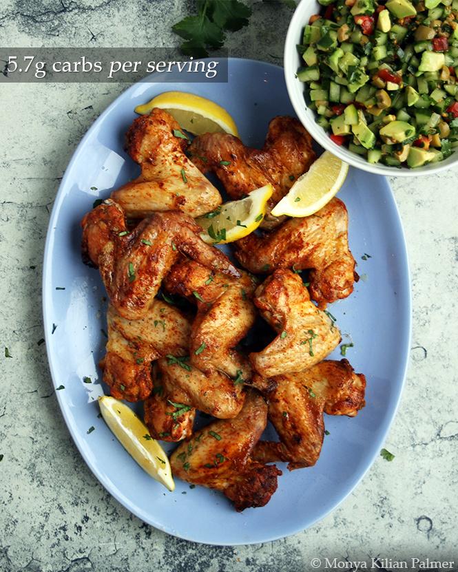 Angry Chicken Wings Cucumber Avocado Salad Keto