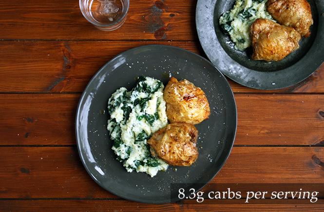 Chicken with Cheesy Cauli and Spinach Mash Keto